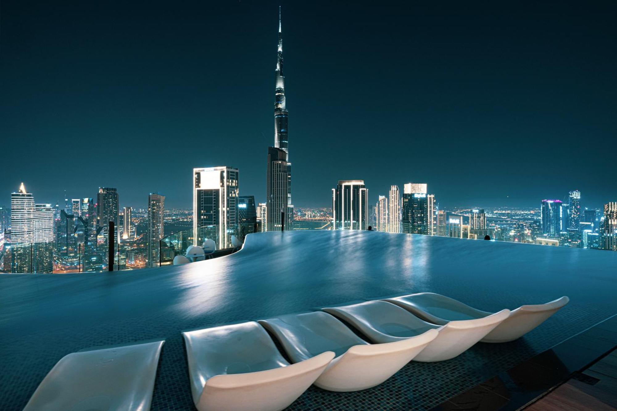 Apartamento Paramount Midtown, Infinity Pool, Burj Skyline Views Dubái Exterior foto