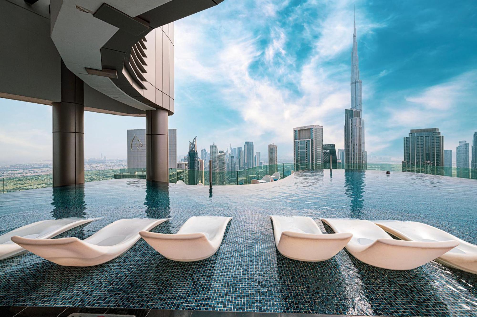 Apartamento Paramount Midtown, Infinity Pool, Burj Skyline Views Dubái Exterior foto